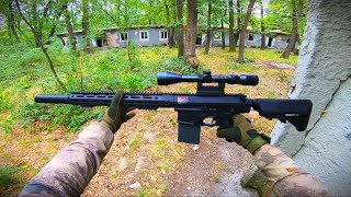 FULL Upgrade Sr25 DMR Gameplay  14 Eliminations  ABANDONED Military Base AIRSOFT [upl. by Christophe]