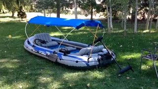 Intex Excursion 5 modifications by BackRoomLabs quota more in depth viewquot now with a trolling motor [upl. by Lourie786]