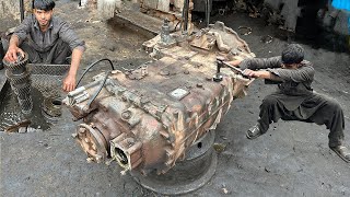 Restoration Mercedes Truck Transmission with Basic Tools  How to Rebuild Broken Transmission [upl. by Eerahs361]