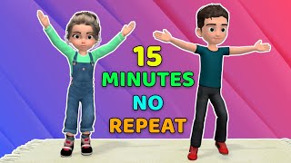 15MIN FULL BODY KIDS WORKOUT NO REPEAT [upl. by Lolande]