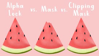 How to use Alpha Lock Clipping Mask and Mask in Procreate  Easy Watermelon Drawing Tutorial [upl. by Aikin299]