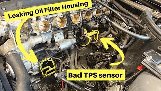 Oil Filter Housing Gasket Replacement amp Rear Throttle Position Sensor TPS Replacement  E46 M3 [upl. by Donough308]