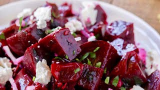 How To Make Greek Beet Salad  Roasted Beet Salad with Feta Olive Oil and Oregano [upl. by Aisa610]