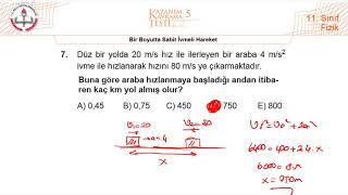 11Sınıf MEB Fizik Kazanım Kavrama Testi5 Bir Boyutta Sabit İvmeli Hareket 20202021 PDF [upl. by Miner454]