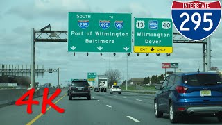 ⁴ᴷ Delaware Memorial Bridge Approach Interstate 295 southbound 4K VIDEO [upl. by Nauqram]