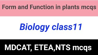 Form and Function in plants mcqs form and Function in plants improtant MCQS biology [upl. by Ainud]