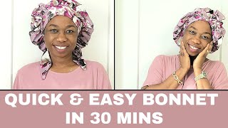 how to cut and sew a hair bonnet for beginners  quick and easy way to sew a bonnet [upl. by Rozek]