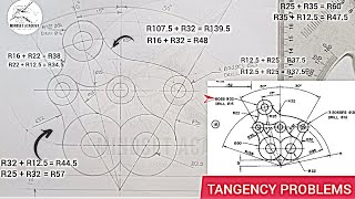 TANGENCY PROBLEMS IN TECHNICAL DRAWING pulley [upl. by Phil]