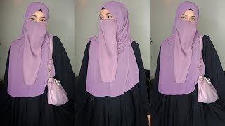 Hijab Tutorial With Niqab  Hijab With Niqab  Beautiful Hijab Style💜 [upl. by Oeak]