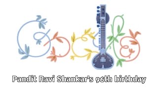 Pandit Ravi Shankar 🎂 ラヴィ シャンカル 🎶 Пандит Рави Шанкар 🎸 Ραβί Σανκάρ Google Doodle [upl. by Neram901]