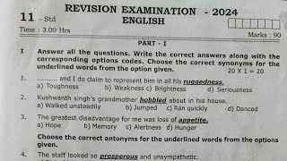 11th English First Revision exam 2024Question paper and answer key [upl. by Ajram]