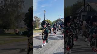 drummajor leading Huntly pipeband march to 2024 braemargathering and Games in scotland shorts [upl. by Perseus]