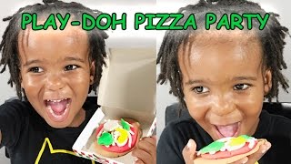 Play Doh Pizza Party  Playdoh Fun With PlayDoh Kitchen Creations [upl. by Nawaj901]