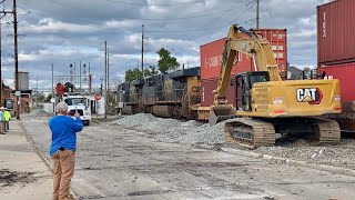 Trains Interrupt Maintenance Of Way Equipment Replacing Track At CSX NS Interchange RR Work Ohio [upl. by Kathleen308]