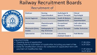 RRB Recruitment of various categories of ParaMedical [upl. by Linad]