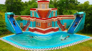 Full Video Building Villa House Twine Water Slide amp Design Swimming Pool For Entertainment Place [upl. by Assener]