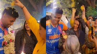 Watch Suryakumar Yadav Amazing Welcome at Home by Family Members and Friends [upl. by Riada]