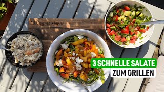 Salate zum Grillen 🥗 3 wirklich schnelle amp einfache SalatRezepte als leckere Grillbeilage [upl. by Etnaud]