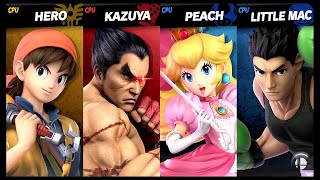 Hero VS Kazuya VS Peach and Little Mac LV 9 CPU Battle Super Smash Bros Ultimate [upl. by Ballard]