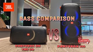 JBL Partybox on the go vs JBL Partybox 110 Bass Comparison [upl. by Edylc611]