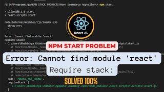 Error Cannot find module react  Solved [upl. by Hadden]