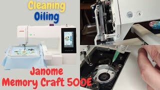 How to Oil and Clean Embroidery Machine  Janome Memory Craft 500E [upl. by Ainslee]