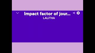 Impact factor of journals [upl. by Webb]