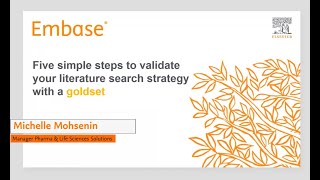 Embase  Validate Your Literature Search Strategy with a Goldset [upl. by Ydderf654]