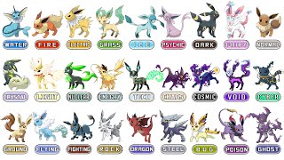 All 27 Types Eevee Evolutions  Eeveelutions  New Pokémon 2023  Max S Animation [upl. by Dnalel114]