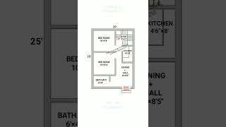 20×25 house plan  20×25 village plan  20×25 2bhk plan shortvideo houseplan smallhouse ytshorts [upl. by Sidnac917]