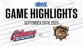 OHL Highlights Oshawa Generals  Brantford Bulldogs Sept 28th 2024 [upl. by Torres]