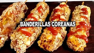 La receta mas fácil de banderillas coreanas CORN DOG COREANOS Cris en la Cocina [upl. by Karim402]