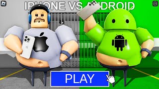 APPLE IPHONE BARRY VS ANDROID BARRY in BARRYS PRISON RUN  Roblox Obby [upl. by Flan]