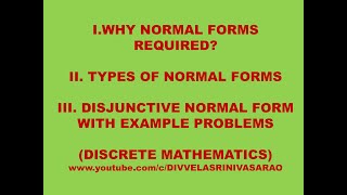 NORMAL FORMS  TYPES OF NORMAL FORMS  DISJUNCTIVE NORMAL FORM  EXAMPLE ON DNF  DNF  LECTURE7 [upl. by Genie534]