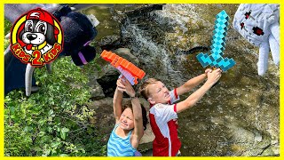 MINECRAFT IN REAL LIFE  KIDS BATTLE AN ENDER DRAGON amp GHAST [upl. by Concettina330]