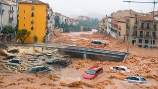 Malaga massive flooding Spain on high alert Storm DANA triggers tornado street submerged [upl. by Eitisahc]