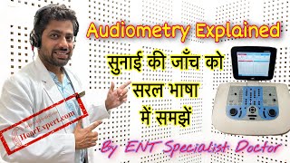 सुनाई की जाँच ॥ Hearing Test Explained ॥ How to do Pure Tone Audiometry ॥ How to read Audiogram ॥ [upl. by Yelnet]