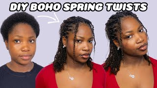 Spring Twists On Short Natural Hair Ft QVR HAIR [upl. by Pickens]