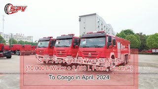 SPV 3 Units Fire Fighting Trucks SinotrukTo Congo in April 2024  Fire Truck Manufacturer [upl. by Amled]