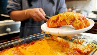 How to make Views Famous Baked Wet Burritos Smothered w Red Chili Sauce  Views on the road [upl. by Corneille619]