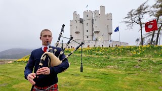 Piper Calan Daniels playing outside the renovated Braemar Castle in Deeside Scotland May 2024 [upl. by Ahsima]