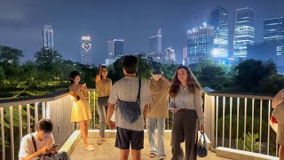 🇹🇭 Benjakitti Forest Park Sky Walk Night Walking Tour  4K HDR [upl. by Krein]