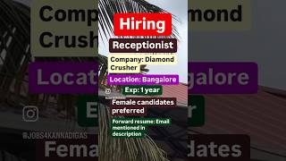 Receptionist hiring jobs job jobsearch jobseekers jobvacancy jobopening jobalert jobnews [upl. by Alurd930]