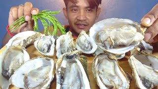 ASMR EATING RAW GIANT OYSTERS  MUKBANG RAW SEAFOOD [upl. by Anibas]