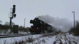 Steam Engine 50 3708 blows the Whistle in the Snow in Halberstadt Germany [upl. by Sheba]