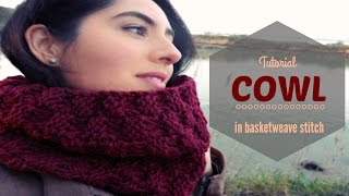 HOW TO MAKE A COWL IN BASKETWEAVE STITCH  TUTORIAL STEP BY STEP FOR BEGINNER LOOM KNITTING DIY [upl. by Yankee]