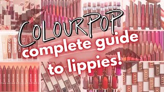 ColourPop Lips 101  Complete Guide To ColourPop Lip Color Finishes Formulas Application  More [upl. by Ddal664]