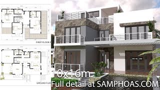 SketchUp Modern Home Plan 10x16m 3 Bedroom [upl. by Admana]