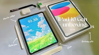  iPad 10th Gen Unboxing 2024 📦  Silver 🩶 64Gb  Goojodoq Accessories ✏️  Aesthetic ✨ Shopee Haul [upl. by Ivzt]