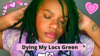 dying my locs green 💚🧚🏾 from redorange  full bleach  color process included [upl. by Engapmahc]